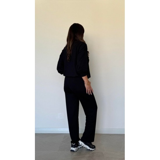 Kadın Uzun Kollu Bisiklet Yaka Viskon Iki Iplik Bluz Ve Pantolon Ikili Takım , 30266