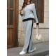 Kadın Uzun Kollu Bisiklet Yaka şardonlu Kaşkorse Bluz Ve Pantolon Ikili Takım , 30264