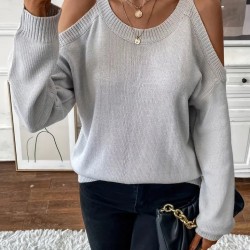 Kadın Uzun Kollu Omuzlardan Açık Askılı Triko Bluz , 30261 Kadın Uzun Kollu Omuzlardan Açık Askılı Triko Bluz , 30261