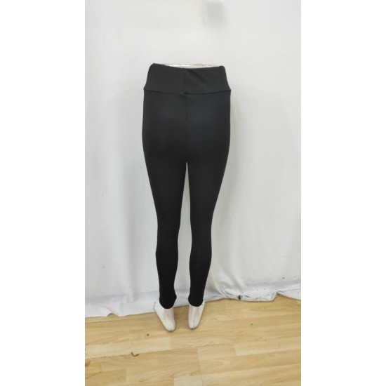 Kadın Yüksek Bel Deri Detaylı Fermuarlı Dalgıç Tayt , 30268