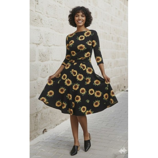 Kadın Fakir Kol Bisiklet Yaka Midi Mikro Elbise, 30275