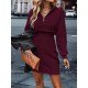 Kadın Uzun Kollu Yakası Fermuarlı Mini Triko Elbise , 30278