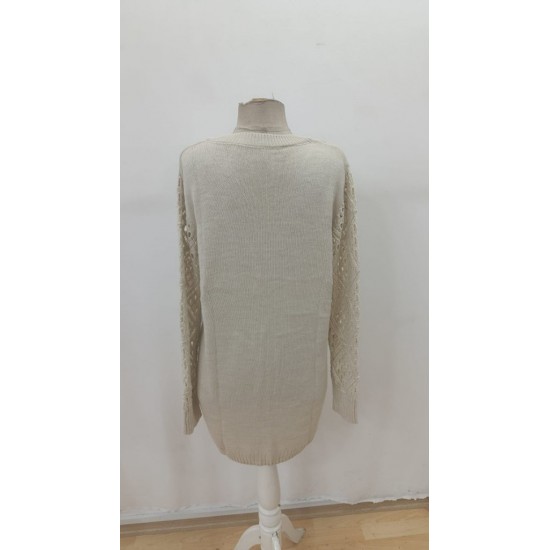 Kadın Uzun Kollu V Yakalı Mini Triko Elbise , 29968