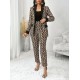 Kadın Uzun Kollu Yakalı Desenli Dalgıç Ceket Bluz Ve Pantolon üçlü Takım , 30319