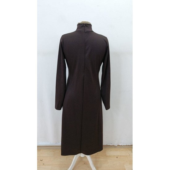 Kadın Uzun Kollu Balıkçı Yaka Derin Yırtmaç Detay Krep Elbise , 30312