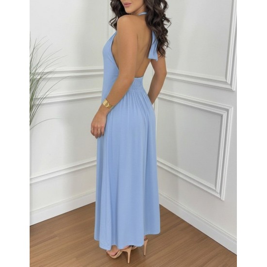 Kadın Boyundan Askılı Halter Kollu Viskon Elbise , 30311