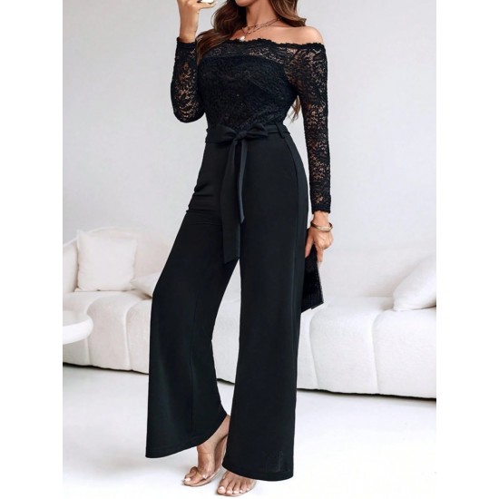 Kadın Uzun Kollu Madonna Yaka Dantelli Yandan Bağlamalı Ithal Krep Tulum , 30328 Kadın Uzun Kollu Madonna Yaka Dantelli Yandan Bağlamalı Ithal Krep Tulum , 30328