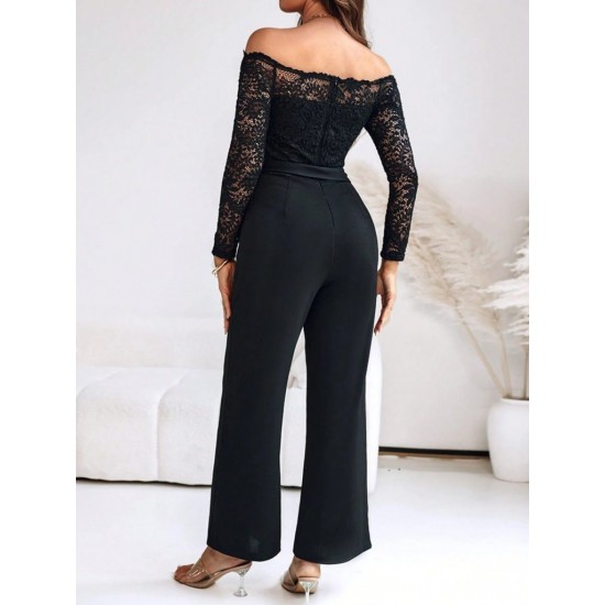 Kadın Uzun Kollu Madonna Yaka Dantelli Yandan Bağlamalı Ithal Krep Tulum , 30328 Kadın Uzun Kollu Madonna Yaka Dantelli Yandan Bağlamalı Ithal Krep Tulum , 30328