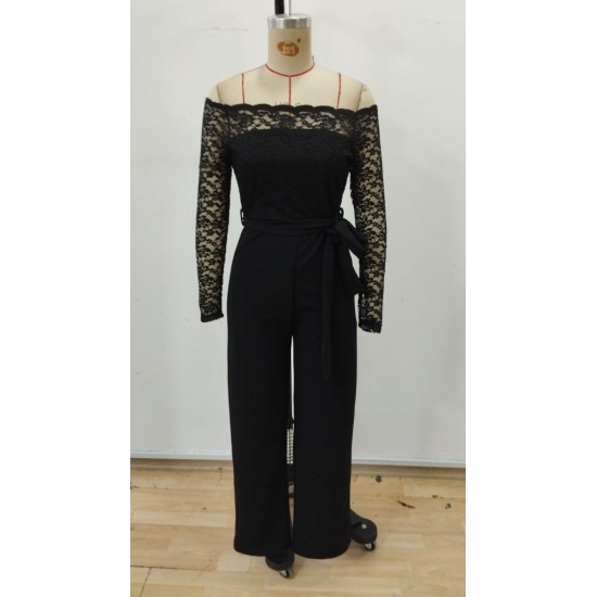 Kadın Uzun Kollu Madonna Yaka Dantelli Yandan Bağlamalı Ithal Krep Tulum , 30328 Kadın Uzun Kollu Madonna Yaka Dantelli Yandan Bağlamalı Ithal Krep Tulum , 30328