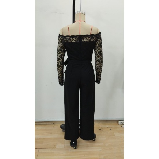 Kadın Uzun Kollu Madonna Yaka Dantelli Yandan Bağlamalı Ithal Krep Tulum , 30328 Kadın Uzun Kollu Madonna Yaka Dantelli Yandan Bağlamalı Ithal Krep Tulum , 30328