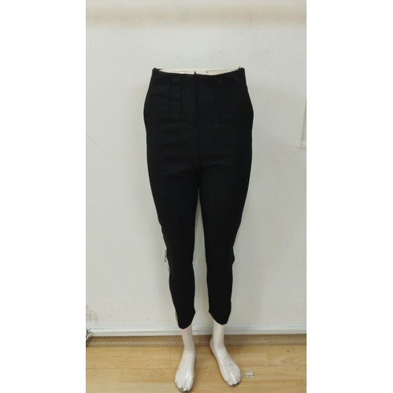 Kadın Yüksek Bel önden Nervürlü Ve Fermuarlı Yandan Dantelli Ithal Krep Pantolon , 30341