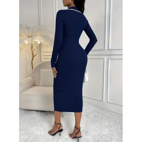 Kadın Uzun Kollu Yakalı Cepli Düğmeli Yırtmaç Detaylı Modal Uzun Elbise , 30355 Kadın Uzun Kollu Yakalı Cepli Düğmeli Yırtmaç Detaylı Modal Uzun Elbise , 30355