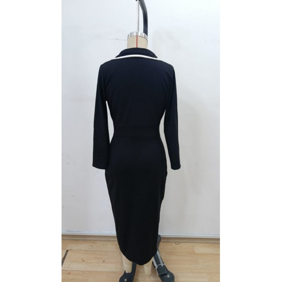 Kadın Uzun Kollu Yakalı Cepli Düğmeli Yırtmaç Detaylı Modal Uzun Elbise , 30354 Kadın Uzun Kollu Yakalı Cepli Düğmeli Yırtmaç Detaylı Modal Uzun Elbise , 30354