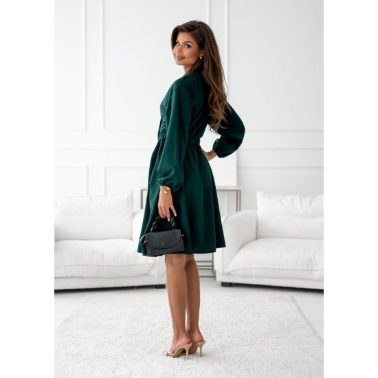 Kadın Uzun Kollu Hakim V Yakalı Yandan Toka Detaylı Ithal Mini Krep Elbise , 30360