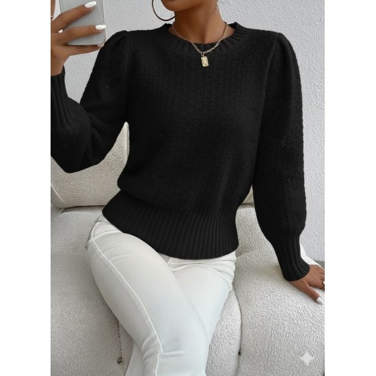 Kadın Uzun Kollu Bisiklet Yaka Triko Bluz , 30364