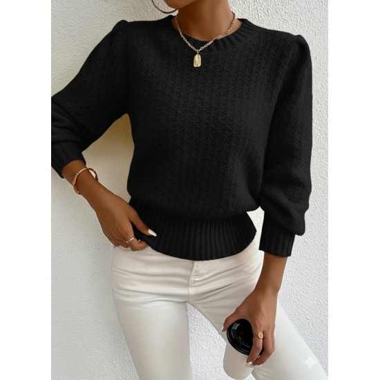 Kadın Uzun Kollu Bisiklet Yaka Triko Bluz , 30364