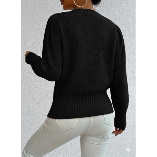 Kadın Uzun Kollu Bisiklet Yaka Triko Bluz , 30364