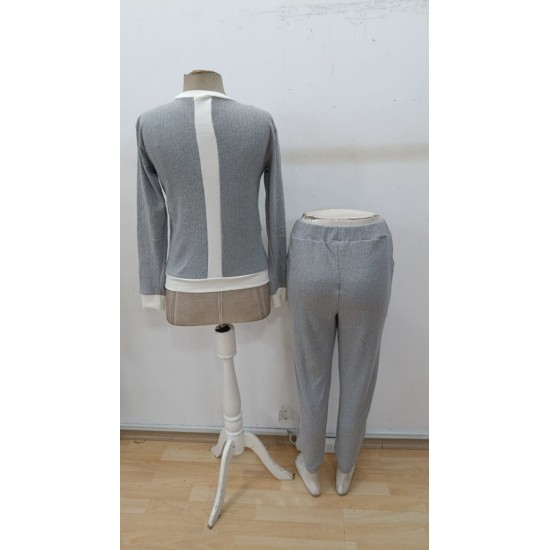 Kadın Uzun Kollu Bisiklet Yaka önden Düğmeli şardonlu Kaşkorse Bluz Ve Pantolon Ikili Takım , 30362