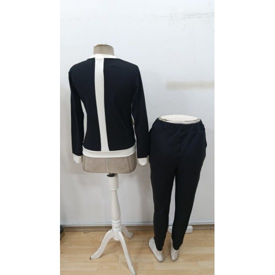 Kadın Uzun Kollu Bisiklet Yaka önden Düğmeli şardonlu Kaşkorse Bluz Ve Pantolon Ikili Takım , 30361