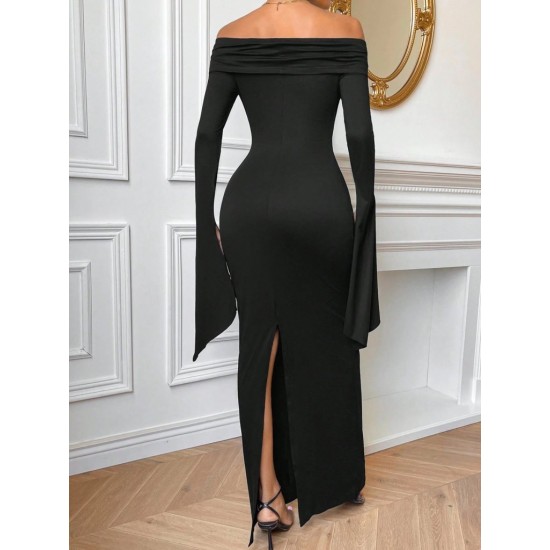 Kadın Madonna Yaka Uzun Yırtmaç Kol Detaylı Uzun Ithal Krep Elbise , 30373 Kadın Madonna Yaka Uzun Yırtmaç Kol Detaylı Uzun Ithal Krep Elbise , 30373