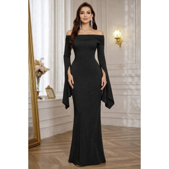 Kadın Madonna Yaka Uzun Yırtmaç Kol Detaylı Uzun Ithal Krep Elbise , 30373 Kadın Madonna Yaka Uzun Yırtmaç Kol Detaylı Uzun Ithal Krep Elbise , 30373