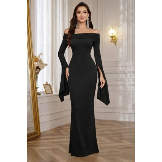 Kadın Madonna Yaka Uzun Yırtmaç Kol Detaylı Uzun Ithal Krep Elbise , 30373 Kadın Madonna Yaka Uzun Yırtmaç Kol Detaylı Uzun Ithal Krep Elbise , 30373