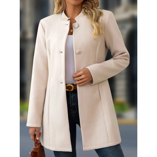 Kadın Uzun Kollu Hakim Yakalı önden Düğmeli Cep Detaylı Kısa Kaşe Kaban, 29614