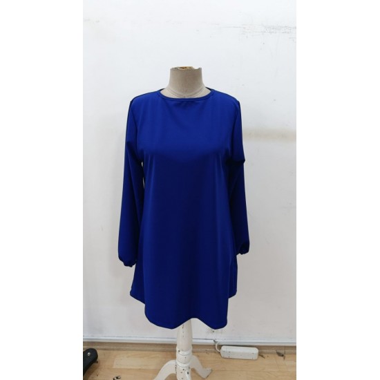 Kadın Uzun Kollu Yuvarlak Yaka Mini Ithal Krep Elbise , 30377