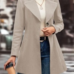 Kadın Uzun Kollu Yakalı önden Düğmeli Kısa Kaşe Kaban, 30379