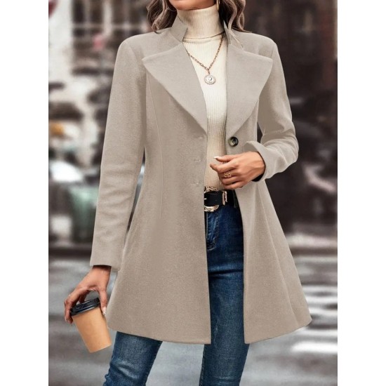 Kadın Uzun Kollu Yakalı önden Düğmeli Kısa Kaşe Kaban, 30379