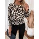 Kadın Uzun Kollu Bisiklet Yaka Leopar Desenli Modal Bluz, 30401