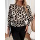 Kadın Uzun Kollu Bisiklet Yaka Leopar Desenli Modal Bluz, 30401