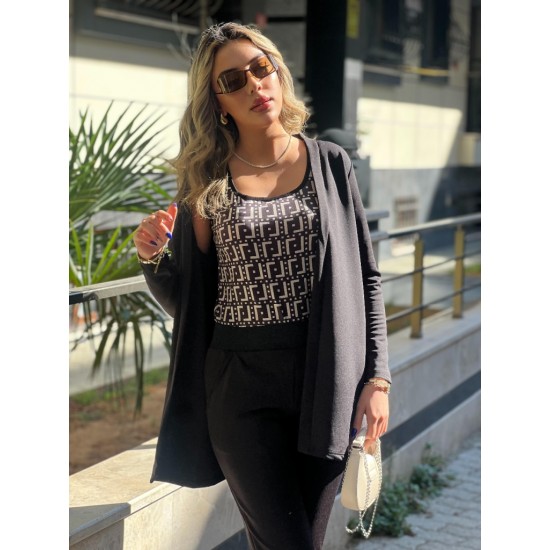 Kadın Uzun Kollu Krep üçlü Takım, 30417