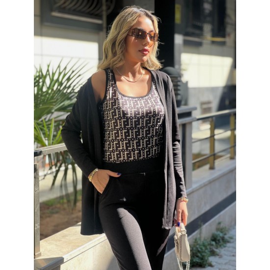 Kadın Uzun Kollu Krep üçlü Takım, 30417