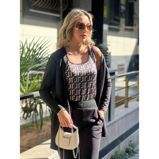 Kadın Uzun Kollu Krep üçlü Takım, 30417