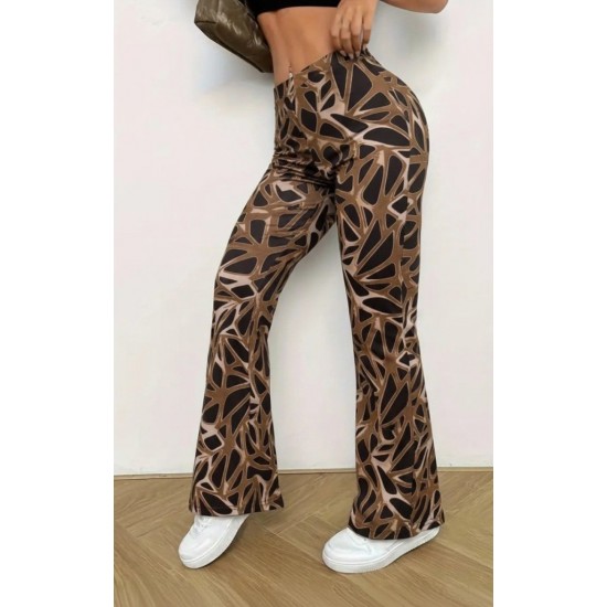 Kadın Yüksek Bel Kamuflaj Desenli Dalgıç Tayt , 30412