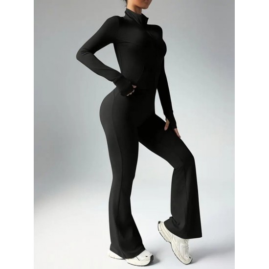 Kadın Uzun Kollu önden Fermuarlı Kısa Dalgıç Bluz Ve Pantolon Ikili Takım, 30420