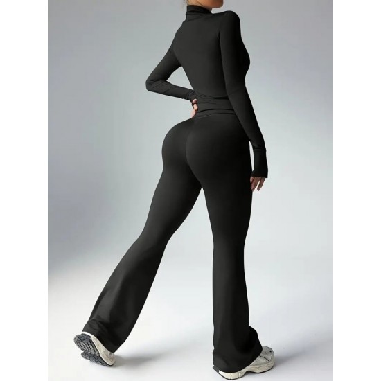 Kadın Uzun Kollu önden Fermuarlı Kısa Dalgıç Bluz Ve Pantolon Ikili Takım, 30420