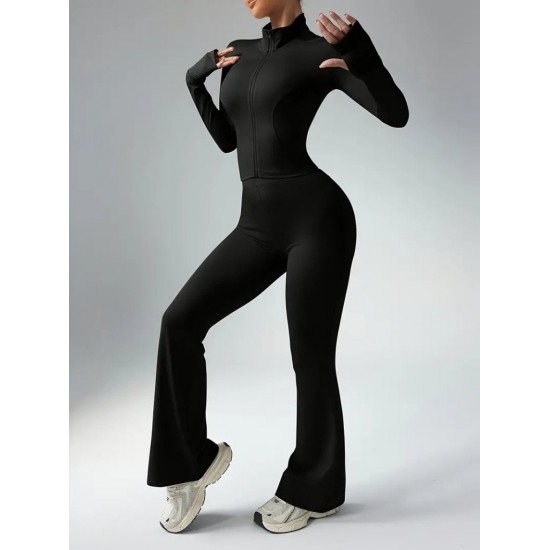 Kadın Uzun Kollu önden Fermuarlı Kısa Dalgıç Bluz Ve Pantolon Ikili Takım, 30420