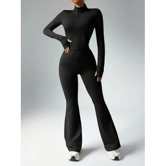 Kadın Uzun Kollu önden Fermuarlı Kısa Dalgıç Bluz Ve Pantolon Ikili Takım, 30420