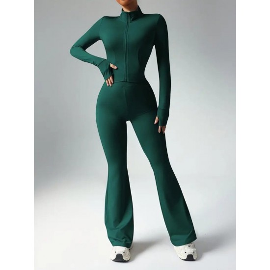 Kadın Uzun Kollu önden Fermuarlı Kısa Dalgıç Bluz Ve Pantolon Ikili Takım, 30418