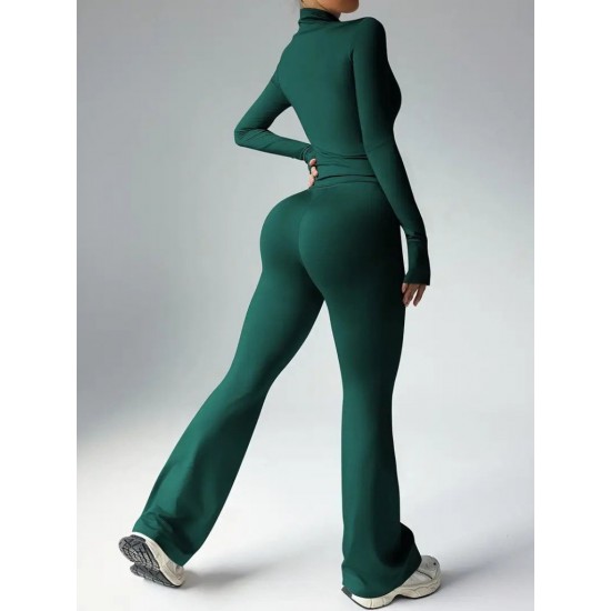 Kadın Uzun Kollu önden Fermuarlı Kısa Dalgıç Bluz Ve Pantolon Ikili Takım, 30418