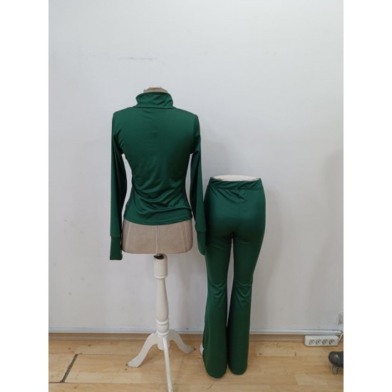 Kadın Uzun Kollu önden Fermuarlı Kısa Dalgıç Bluz Ve Pantolon Ikili Takım, 30418