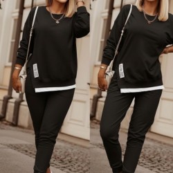 Kadın Uzun Kollu Bisiklet Yaka Yandan Fermuarlı Viskon Iki Iplik Bluz Ve Pantolon Ikili Takım , 30433