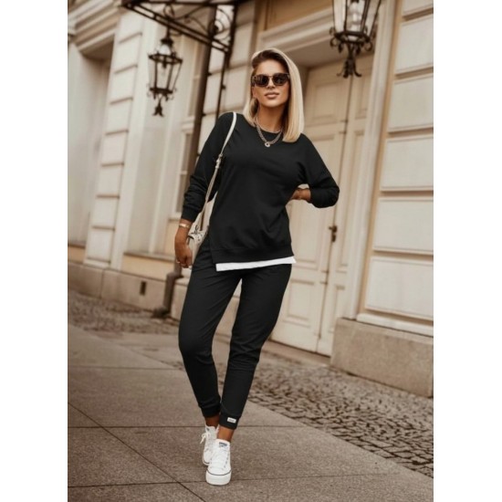 Kadın Uzun Kollu Bisiklet Yaka Yandan Fermuarlı Viskon Iki Iplik Bluz Ve Pantolon Ikili Takım , 30433