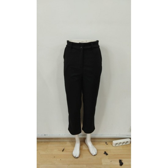 Kadın Yüksek Bel Kemersiz Ithal Krep Pantolon , 30432