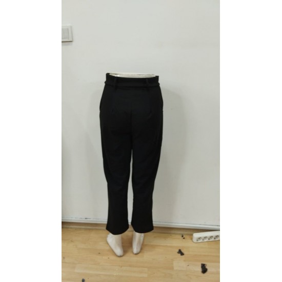 Kadın Yüksek Bel Kemersiz Ithal Krep Pantolon , 30432