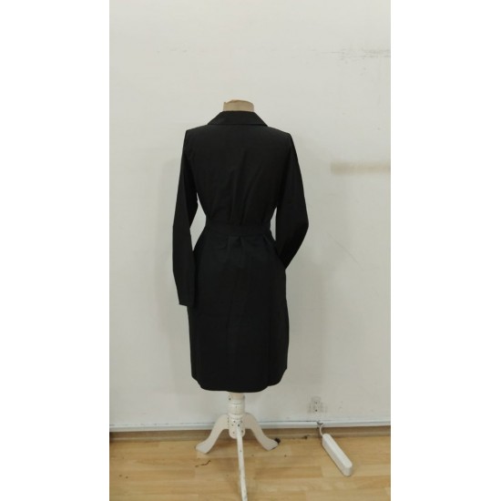 Kadın Uzun Kollu Yakalı Belden Kuşaklı Midi Trikoton Elbise, 30431