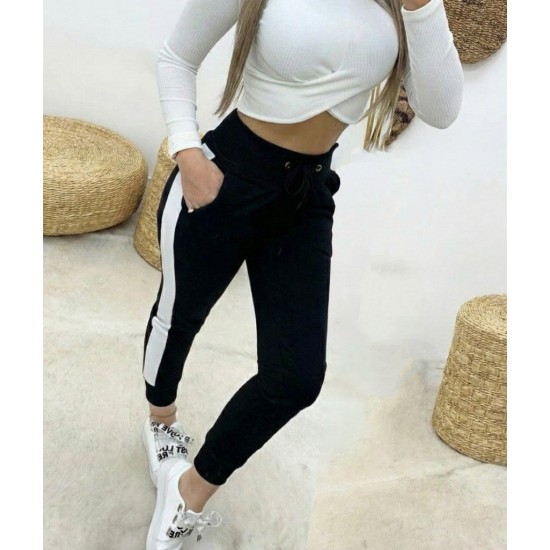 Kadın Yüksek Bel Kuş Gözü Detaylı Bağcıklı Yan şeritli Viskon Iki Iplik Eşofman Altı, 30450