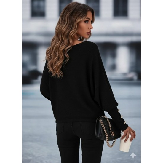 Kadın Uzun Kollu Tek Omuzdan Açık Askı Detaylı Waffle Bluz, 30443